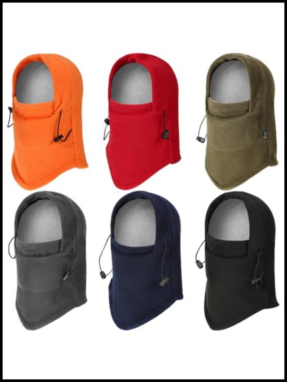 Fleece Balaclava Winter Face Covering 6 Pc Extra Long Neck Windproof
